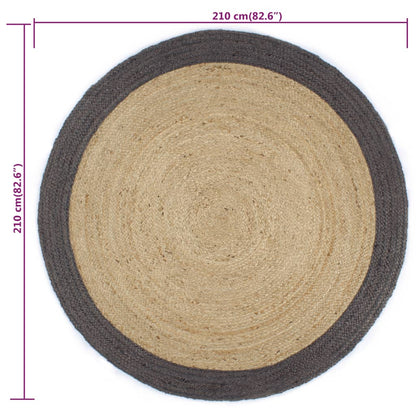 vidaXL Tapis fait à la main Jute avec bord gris foncé 210 cm