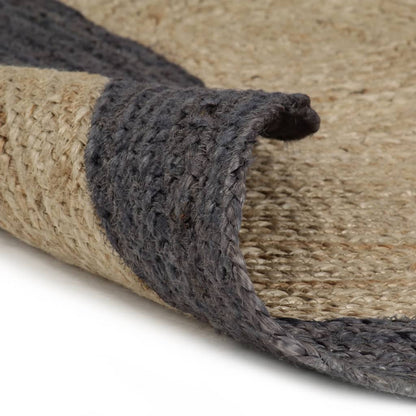vidaXL Tapis fait à la main Jute avec bord gris foncé 240 cm
