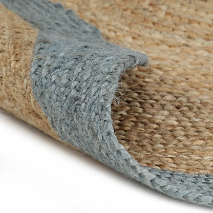 vidaXL Tapis fait à la main Jute avec bord vert olive 210 cm