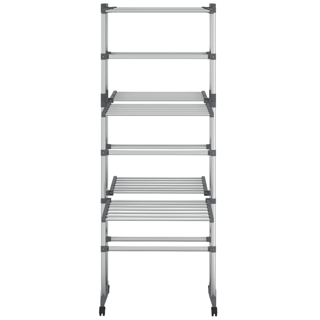 vidaXL Étagère à linge à 3 niveaux avec roues Argenté 60x70x129 cm