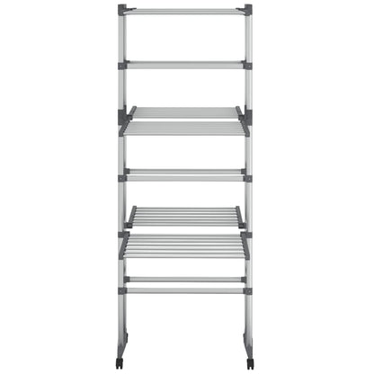 vidaXL Étagère à linge à 3 niveaux avec roues Argenté 60x70x129 cm