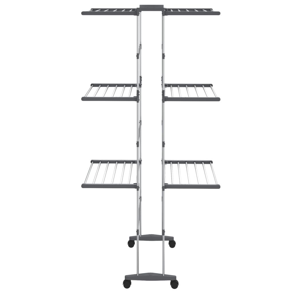 vidaXL Étagère à linge à 3 niveaux avec roues Argenté 60x70x129 cm