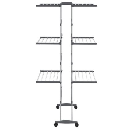 vidaXL Étagère à linge à 3 niveaux avec roues Argenté 60x70x129 cm