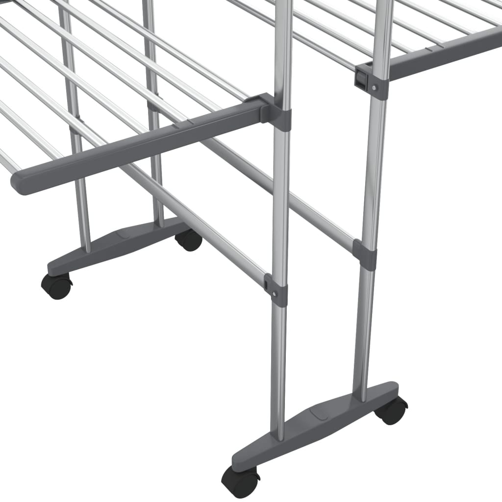 vidaXL Étagère à linge à 3 niveaux avec roues Argenté 60x70x129 cm
