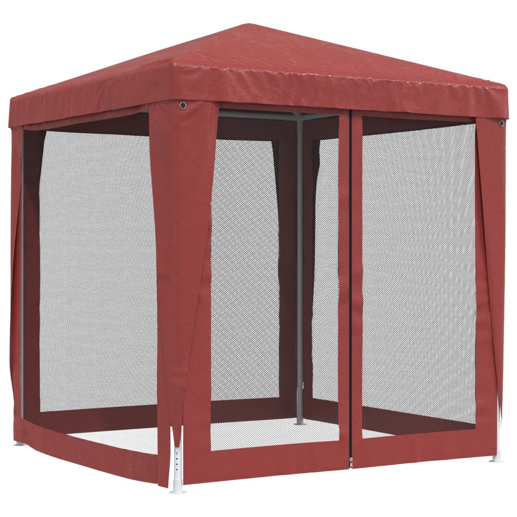 vidaXL Tente de fête avec 4 parois latérales en maille Rouge 2x2m PEHD