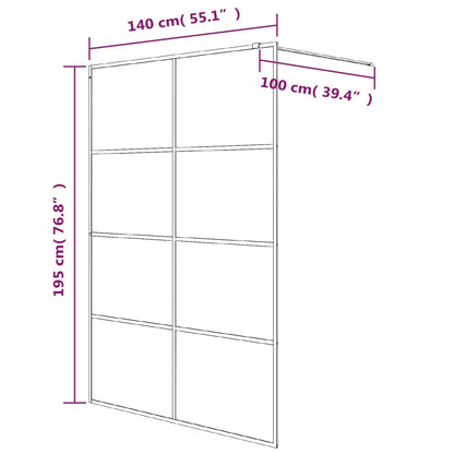vidaXL Paroi de douche Blanc 140x195 cm Verre ESG transparent