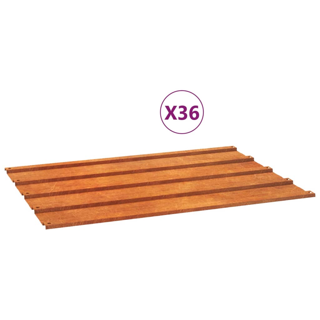 vidaXL Panneaux de toiture 36 pcs rouillé 60x44 cm Acier corten