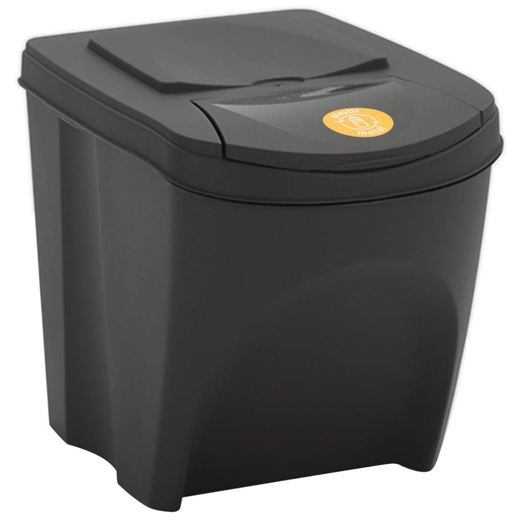 vidaXL Poubelles à ordures empilables 3 pcs Gris 75 L Polypropylène