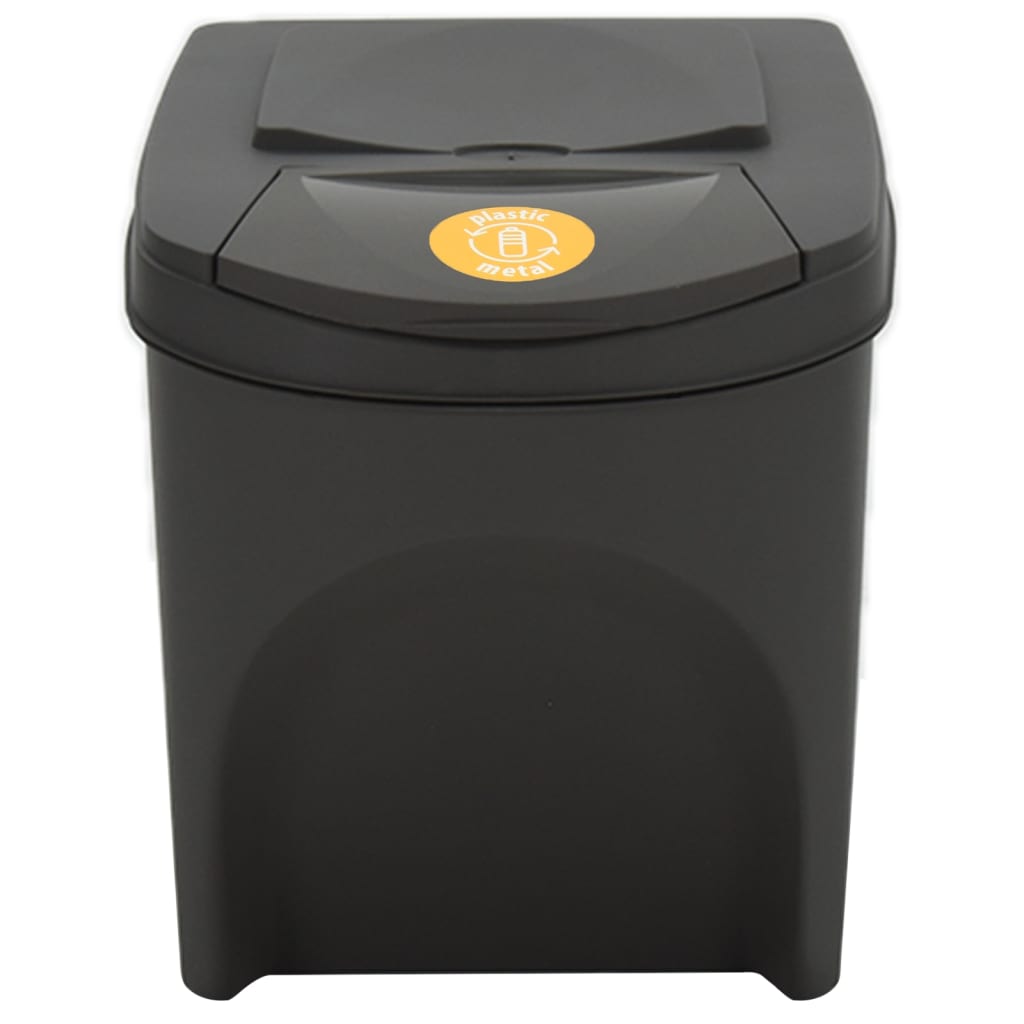 vidaXL Poubelles à ordures empilables 3 pcs Gris 75 L Polypropylène