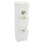 vidaXL Poubelles à ordures empilables 3 pcs Blanc 75 L Polypropylène