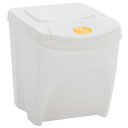 vidaXL Poubelles à ordures empilables 3 pcs Blanc 75 L Polypropylène