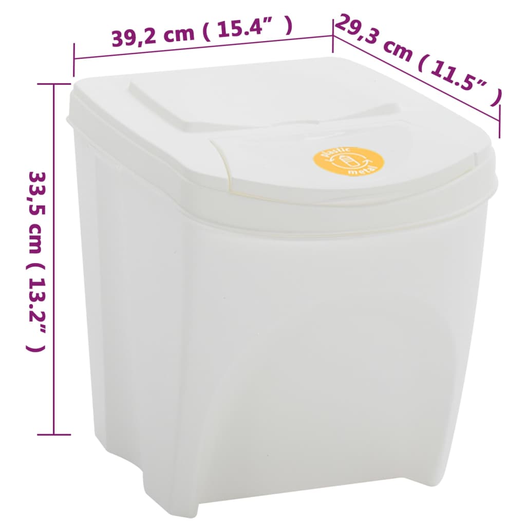 vidaXL Poubelles à ordures empilables 3 pcs Blanc 75 L Polypropylène