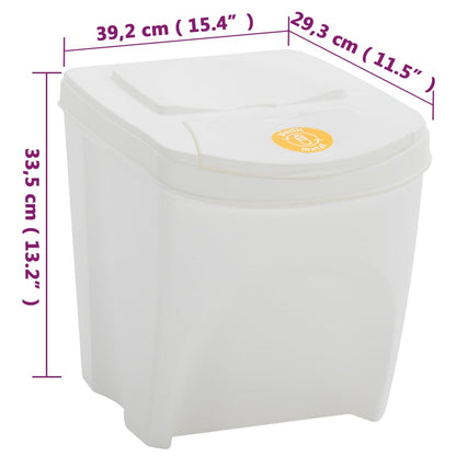 vidaXL Poubelles à ordures empilables 3 pcs Blanc 75 L Polypropylène