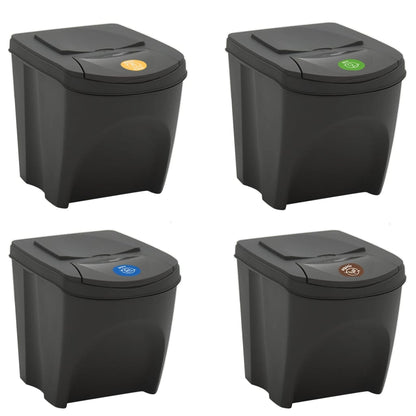 vidaXL Poubelles à ordures empilables 4 pcs Gris 100 L Polypropylène