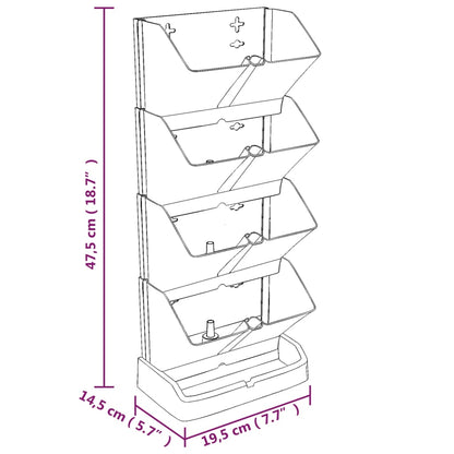 vidaXL Ensemble de jardinières verticales 4 pcs Anthracite PP