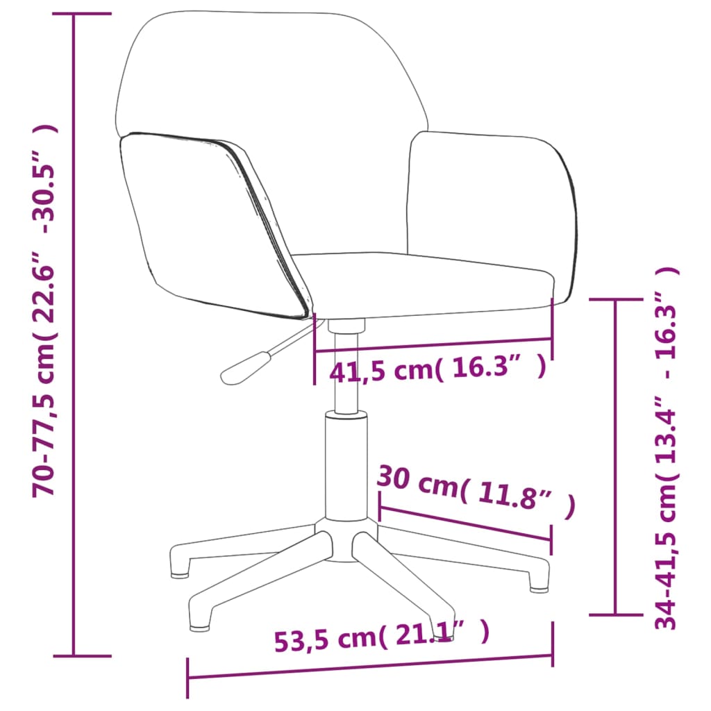 vidaXL Chaise pivotante de bureau Gris foncé Tissu