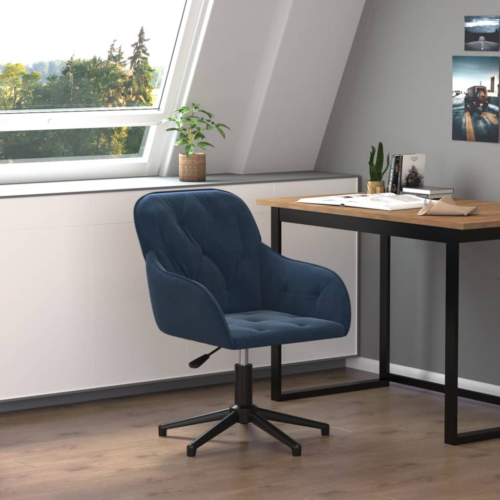 vidaXL Chaise pivotante de bureau Bleu Velours