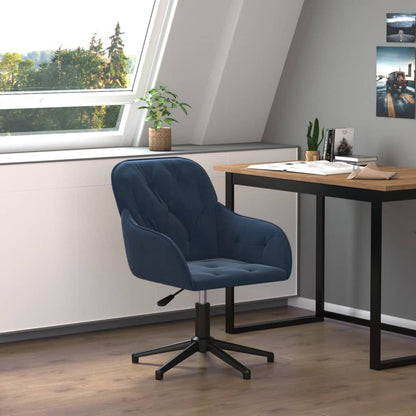 vidaXL Chaise pivotante de bureau Bleu Velours