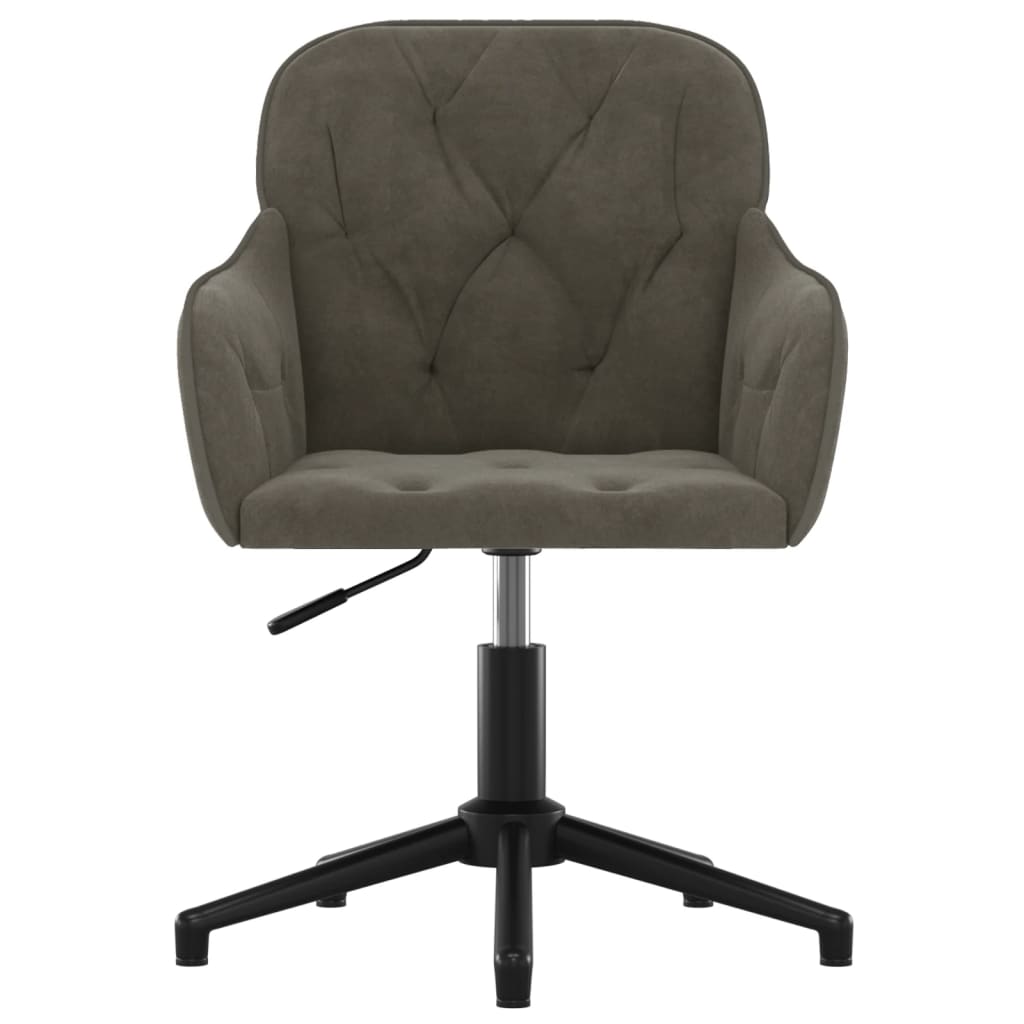 vidaXL Chaise pivotante de bureau Gris foncé Velours