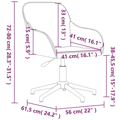 vidaXL Chaise pivotante de bureau Noir Velours