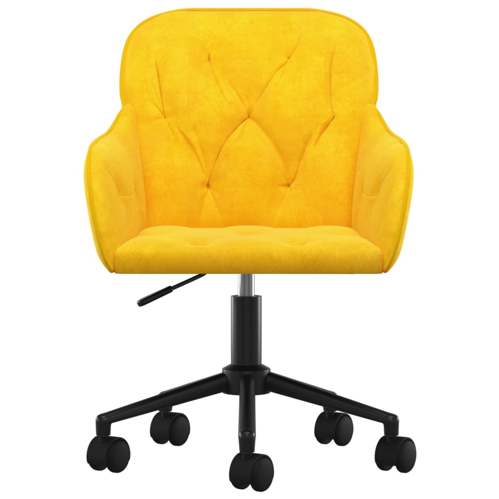 vidaXL Chaise pivotante de bureau Jaune Velours