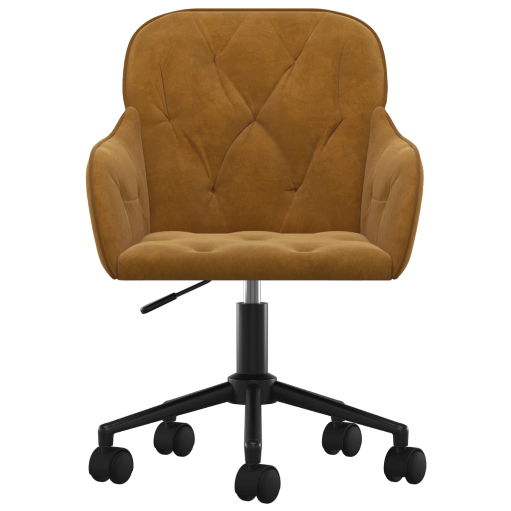 vidaXL Chaise pivotante de bureau Marron Velours