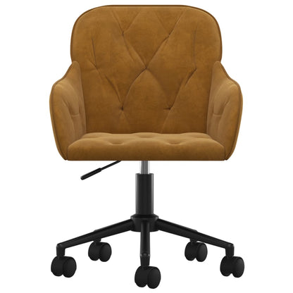 vidaXL Chaise pivotante de bureau Marron Velours