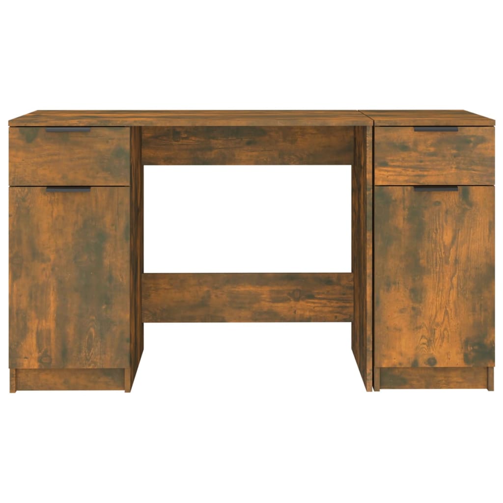 vidaXL Bureau avec armoire latérale Chêne fumé Bois d'ingénierie
