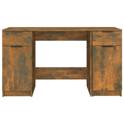 vidaXL Bureau avec armoire latérale Chêne fumé Bois d'ingénierie