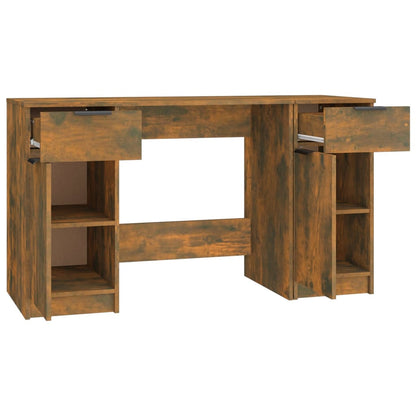 vidaXL Bureau avec armoire latérale Chêne fumé Bois d'ingénierie