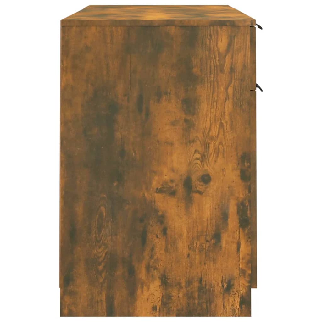 vidaXL Bureau avec armoire latérale Chêne fumé Bois d'ingénierie