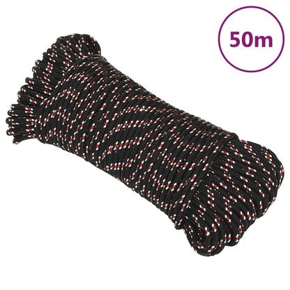 vidaXL Corde de bateau Noir 5 mm 50 m Polypropylène