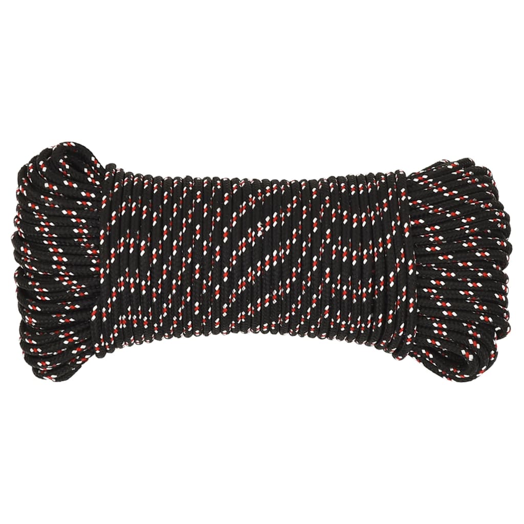 vidaXL Corde de bateau Noir 5 mm 50 m Polypropylène
