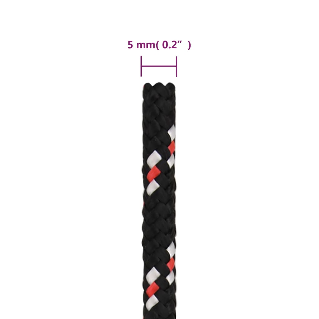 vidaXL Corde de bateau Noir 5 mm 50 m Polypropylène