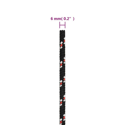 vidaXL Corde de bateau Noir 6 mm 50 m Polypropylène
