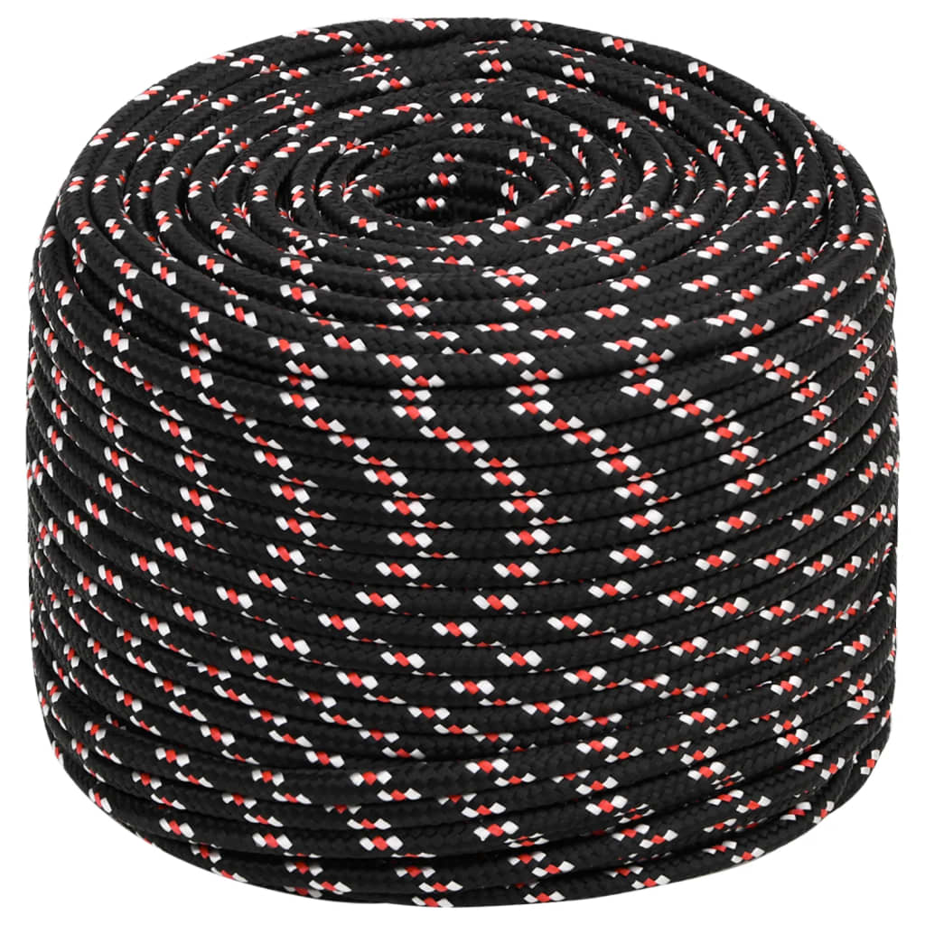 vidaXL Corde de bateau Noir 8 mm 50 m Polypropylène