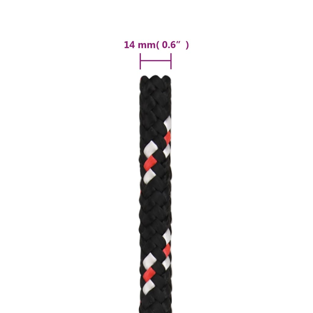 vidaXL Corde de bateau Noir 14 mm 25 m Polypropylène