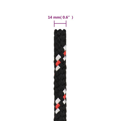 vidaXL Corde de bateau Noir 14 mm 25 m Polypropylène