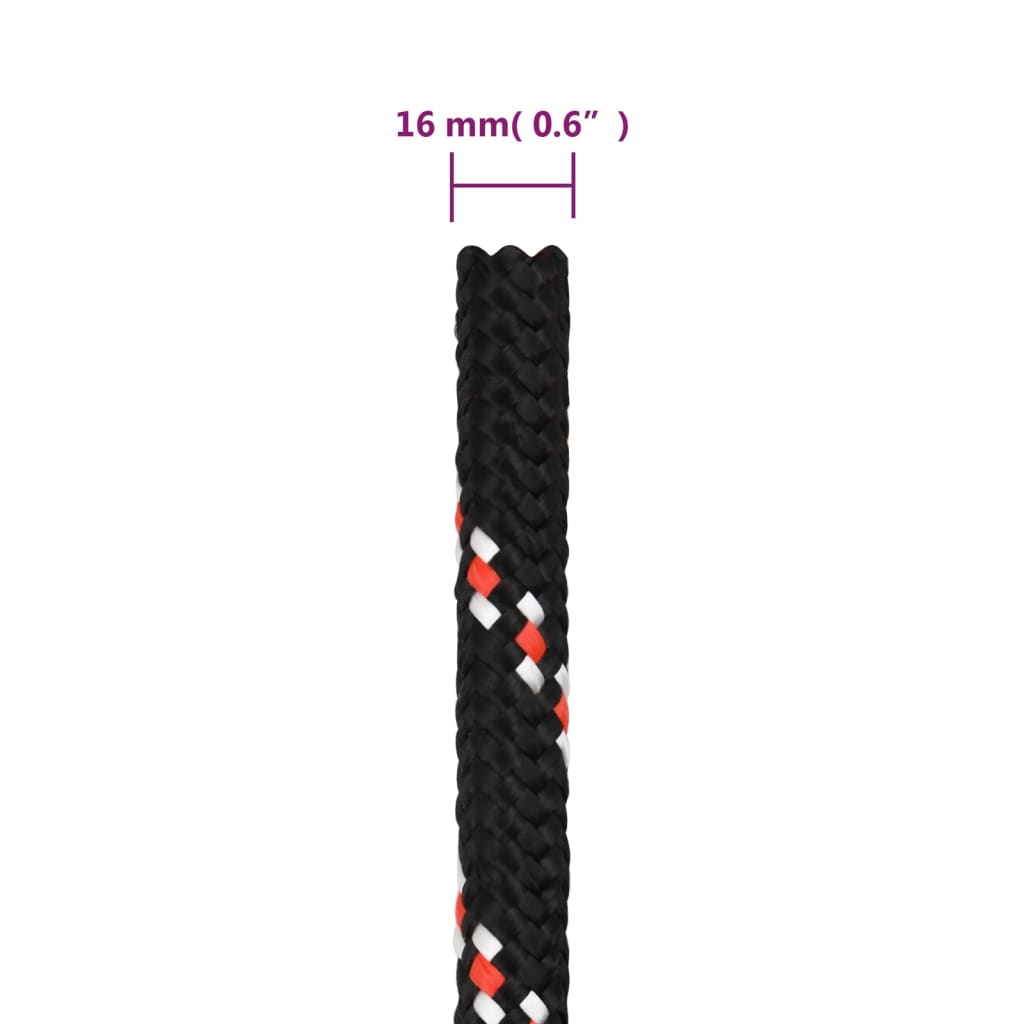 vidaXL Corde de bateau Noir 16 mm 25 m Polypropylène