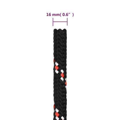 vidaXL Corde de bateau Noir 16 mm 25 m Polypropylène