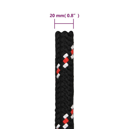 vidaXL Corde de bateau Noir 20 mm 25 m Polypropylène