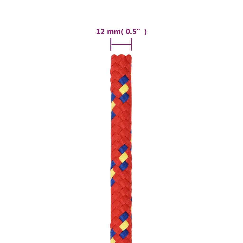 vidaXL Corde de bateau Rouge 12 mm 25 m Polypropylène