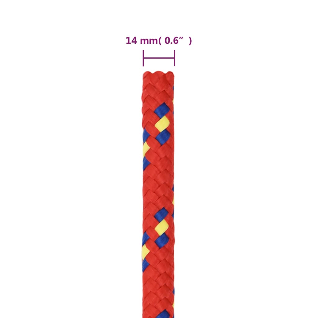 vidaXL Corde de bateau Rouge 14 mm 25 m Polypropylène