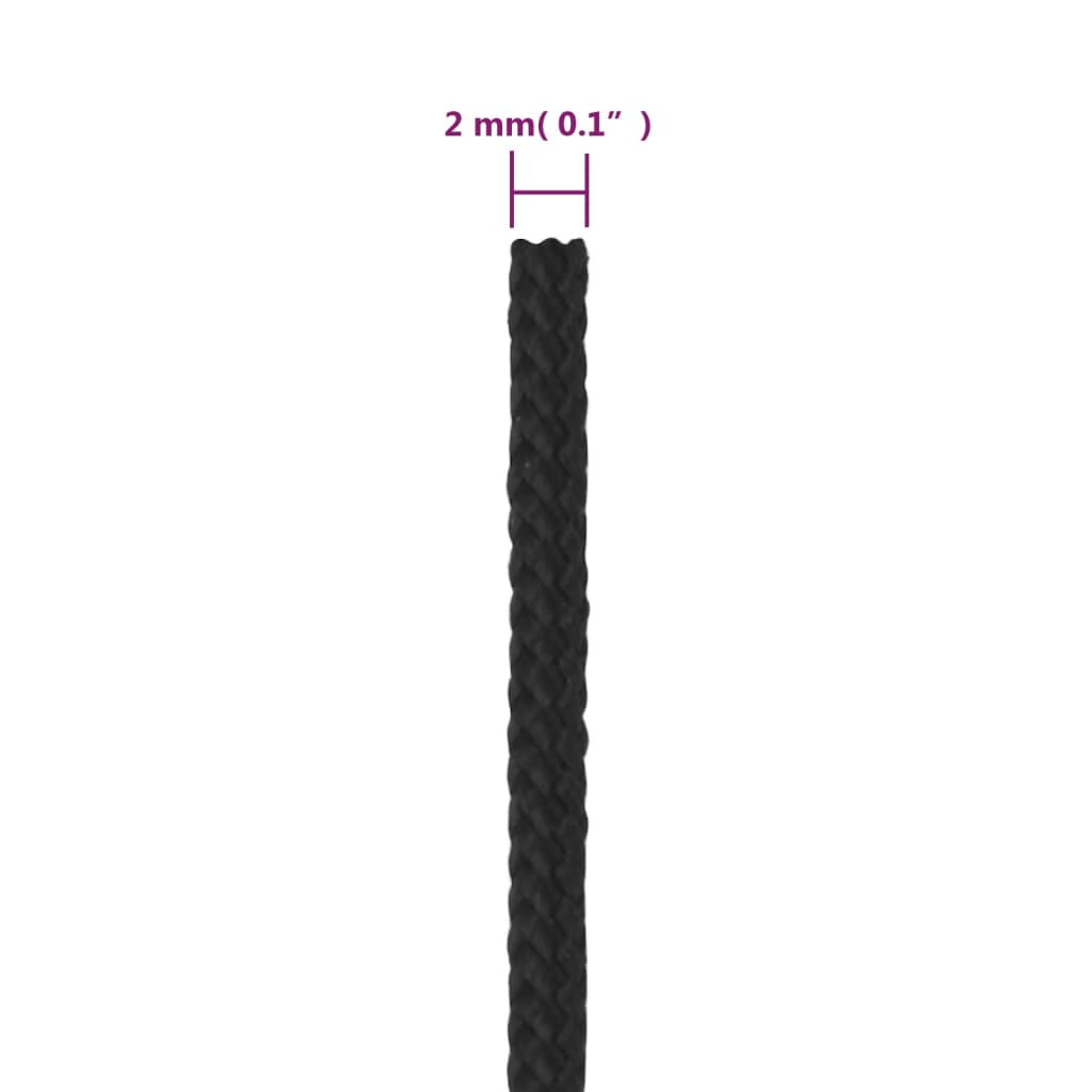 vidaXL Corde de bateau Noir complet 2 mm 250 m Polypropylène