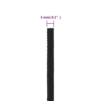 vidaXL Corde de bateau Noir complet 3 mm 100 m Polypropylène