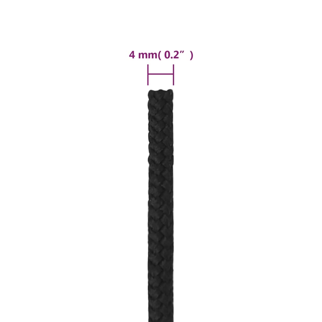 vidaXL Corde de bateau Noir complet 4 mm 50 m Polypropylène