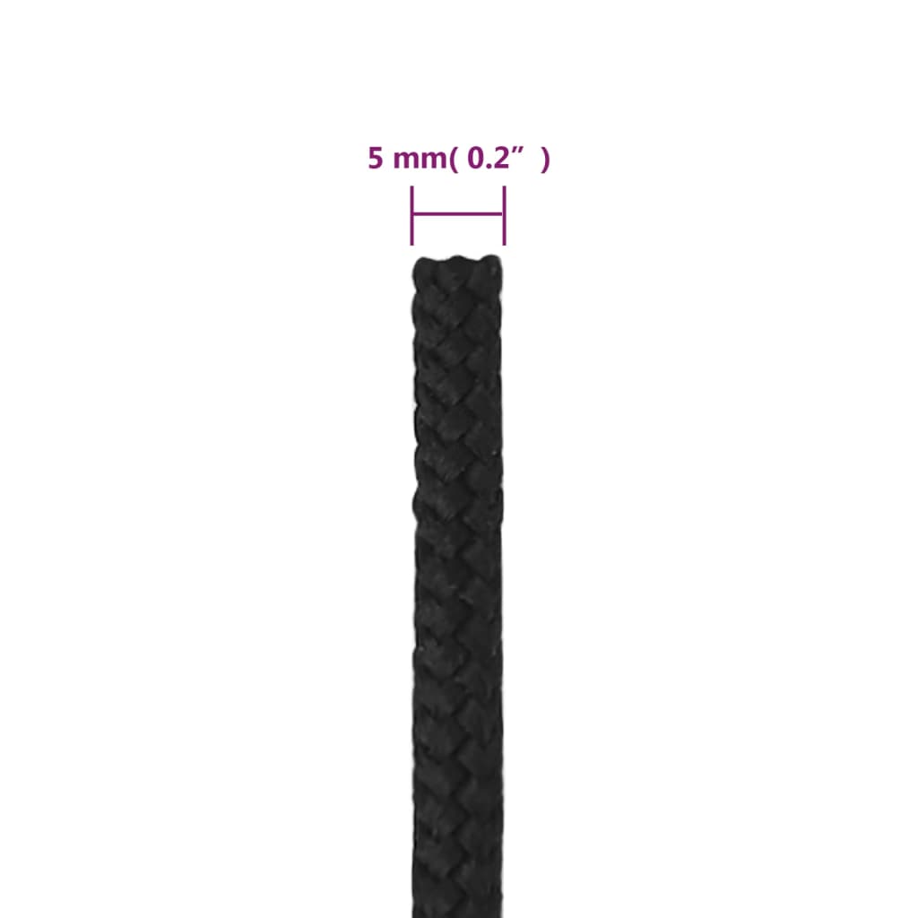 vidaXL Corde de bateau Noir complet 5 mm 100 m Polypropylène