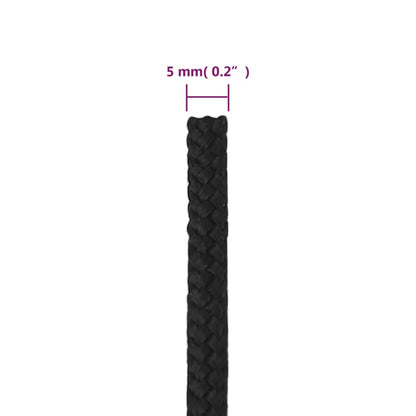 vidaXL Corde de bateau Noir complet 5 mm 100 m Polypropylène