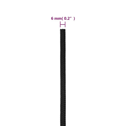 vidaXL Corde de bateau Noir complet 6 mm 25 m Polypropylène