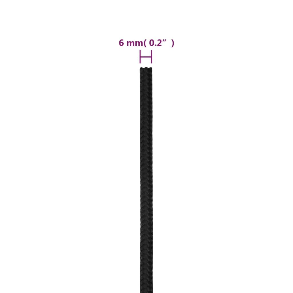 vidaXL Corde de bateau Noir complet 6 mm 100 m Polypropylène